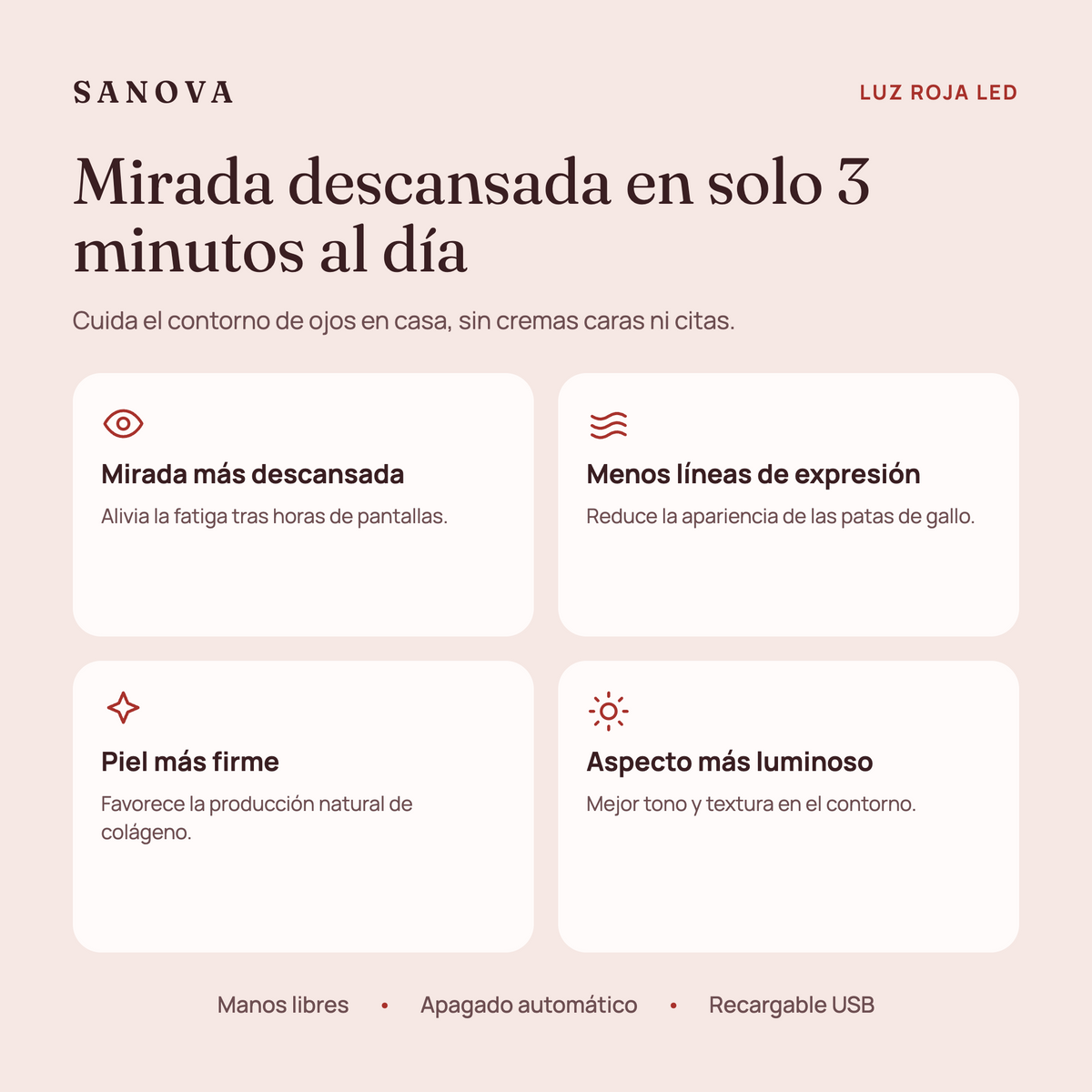 Gafas de Luz Roja LED para Ojos – Antiarrugas y Antifatiga