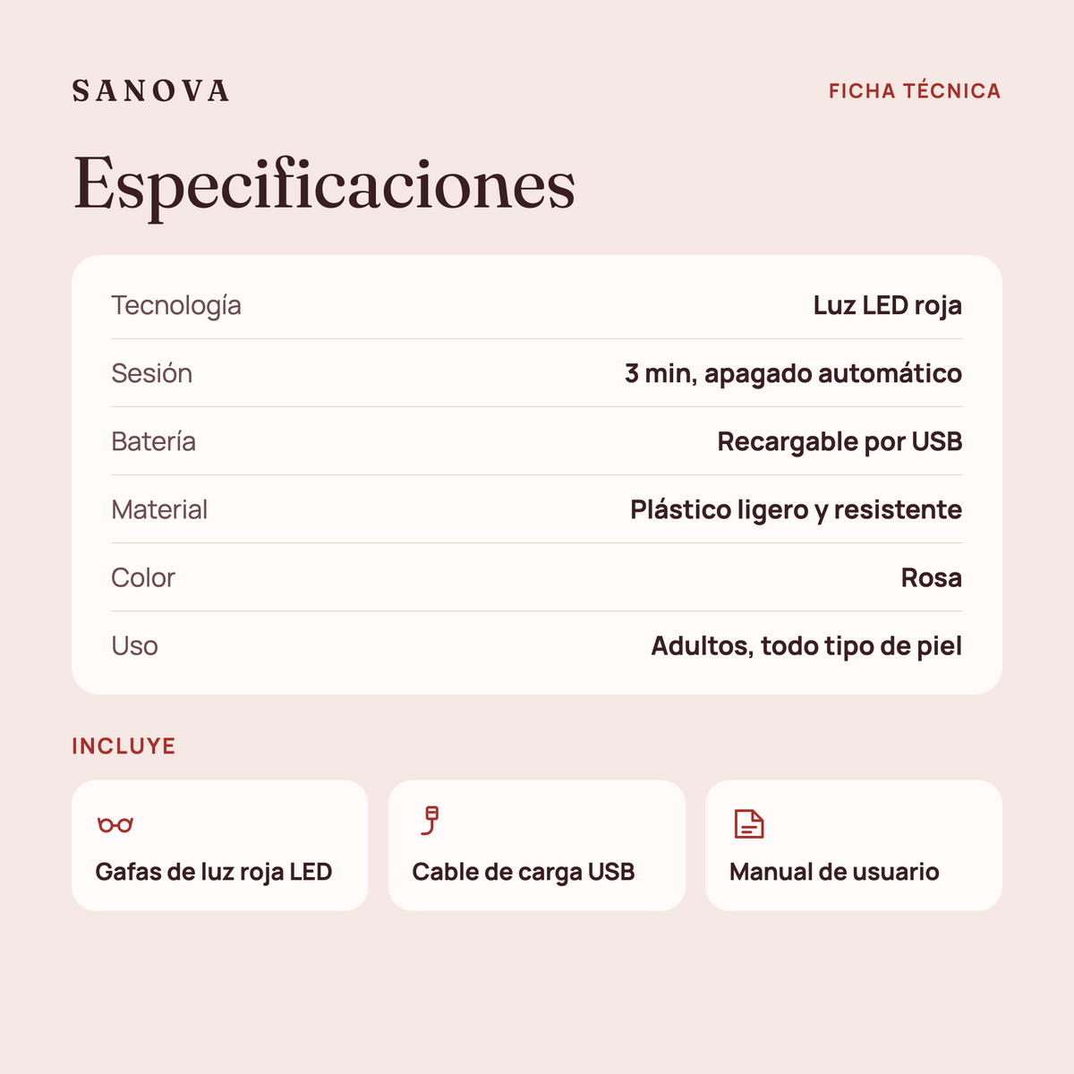 Gafas de Luz Roja LED para Ojos – Antiarrugas y Antifatiga