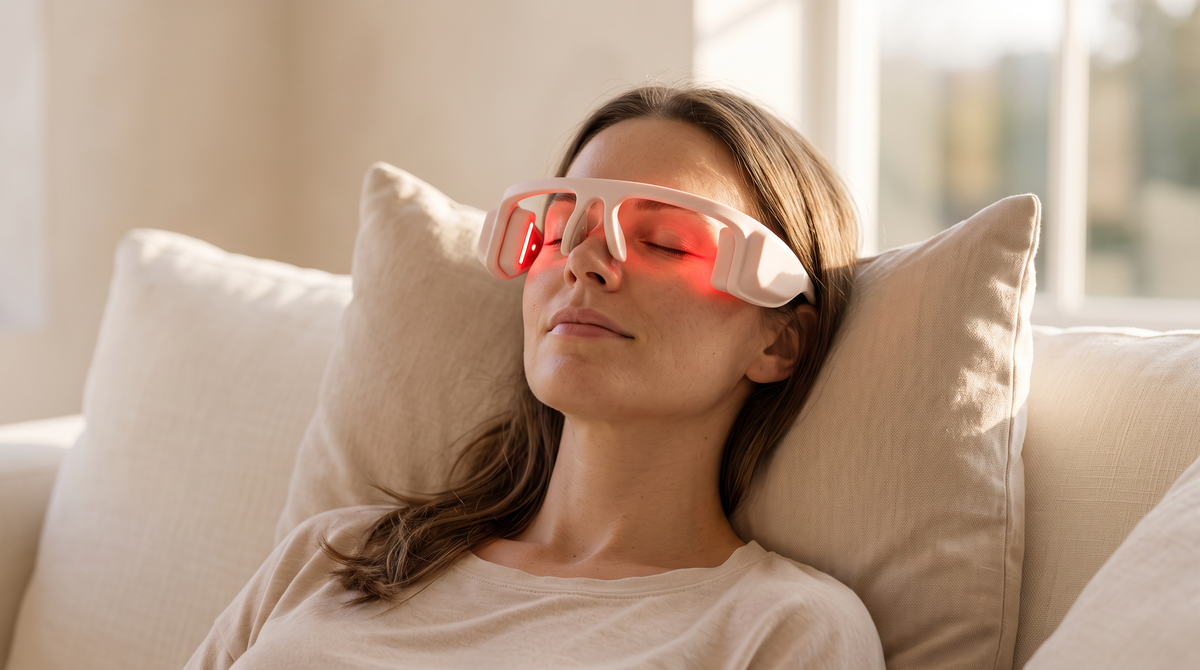 Gafas de Luz Roja LED para Ojos – Antiarrugas y Antifatiga